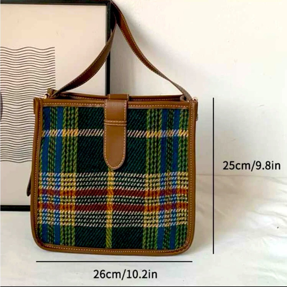 Green Plaid Crossbody Bag